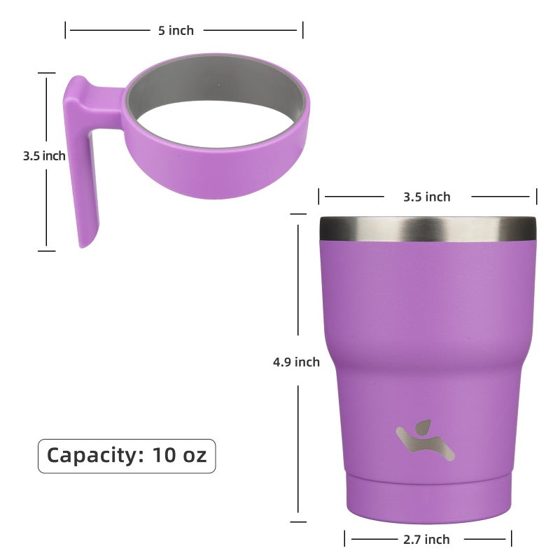 Konokyo 10 oz Tumbler with Handle and 2 Straw 2 Lid, Insulated Water Bottle Stainless Steel Vacuum Cup Reusable Travel Mug,Lavender - Image 4