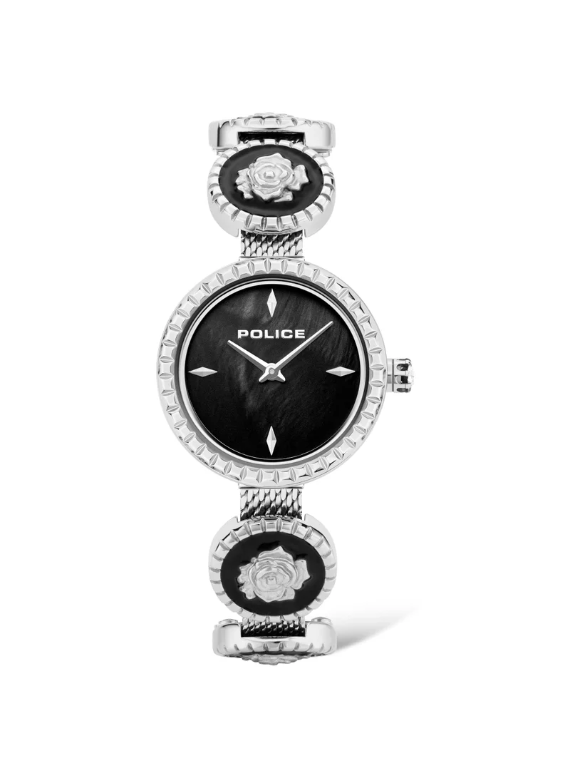 بوليس Women's Kapaa Round Shape Stainless Steel Analog Wrist Watch 29 Mm - Silver