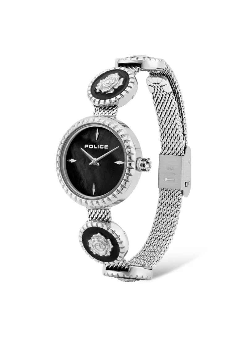 بوليس Women's Kapaa Round Shape Stainless Steel Analog Wrist Watch 29 Mm - Silver