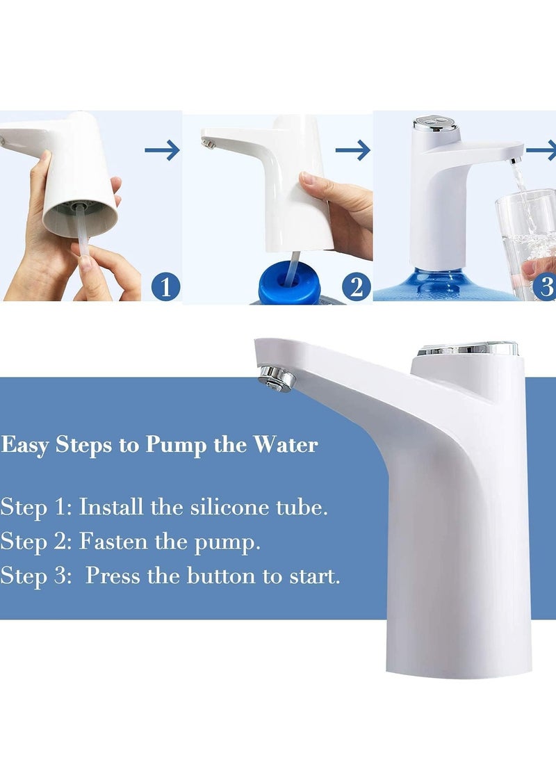 Generic - Water Dispenser Pump, Necomi Water Bottle Pump, USB Charging Portable Electric Water Pump for 3-5 Gallon Jugs Automatic Portable Water Dispenser for Office, Home, Camping, Kitchen and etc(White) - Image 1