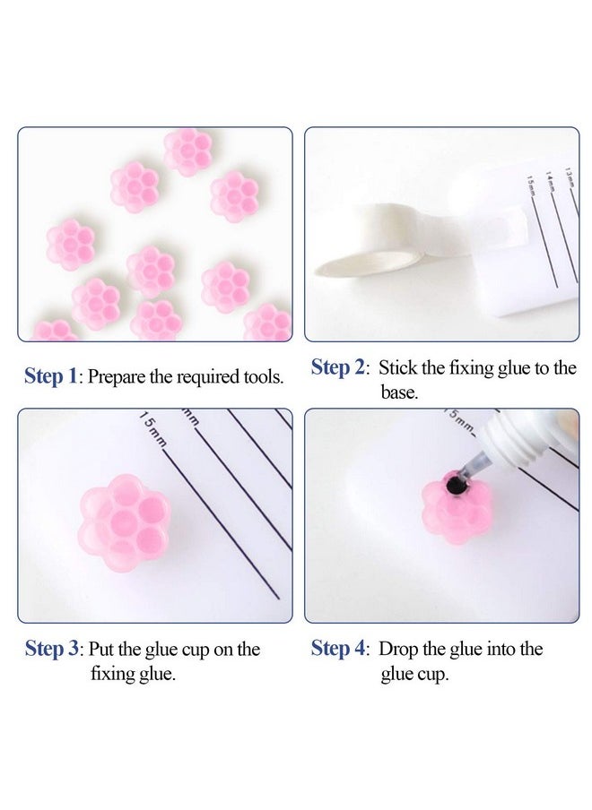 fenshine Fenshine 100 PCS Eyelash Extension Glue Holder Flower Shape Glue Cup Plastic Glue Pallet Pad with a Roll of Glue Point for Eyelash Extension Supply  - Image 2