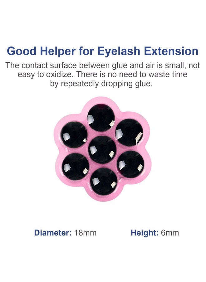 fenshine Fenshine 100 PCS Eyelash Extension Glue Holder Flower Shape Glue Cup Plastic Glue Pallet Pad with a Roll of Glue Point for Eyelash Extension Supply  - Image 3