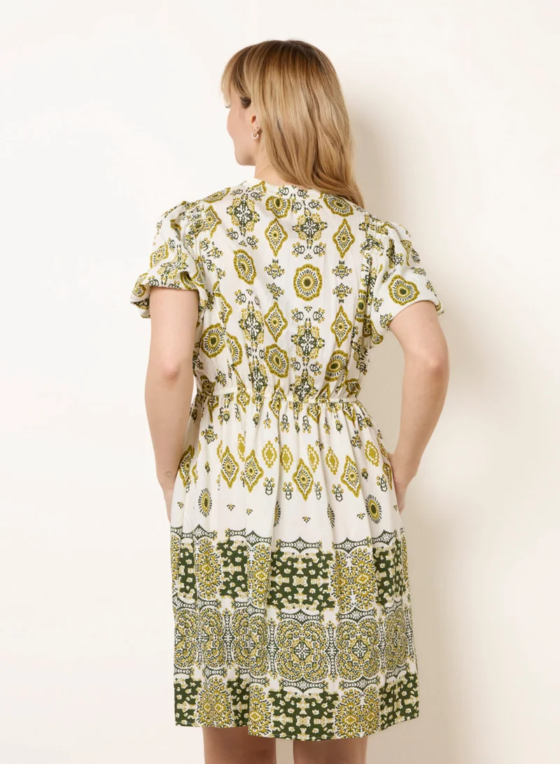 بلو فانيلا Abstract Print Button Front Mini Dress
