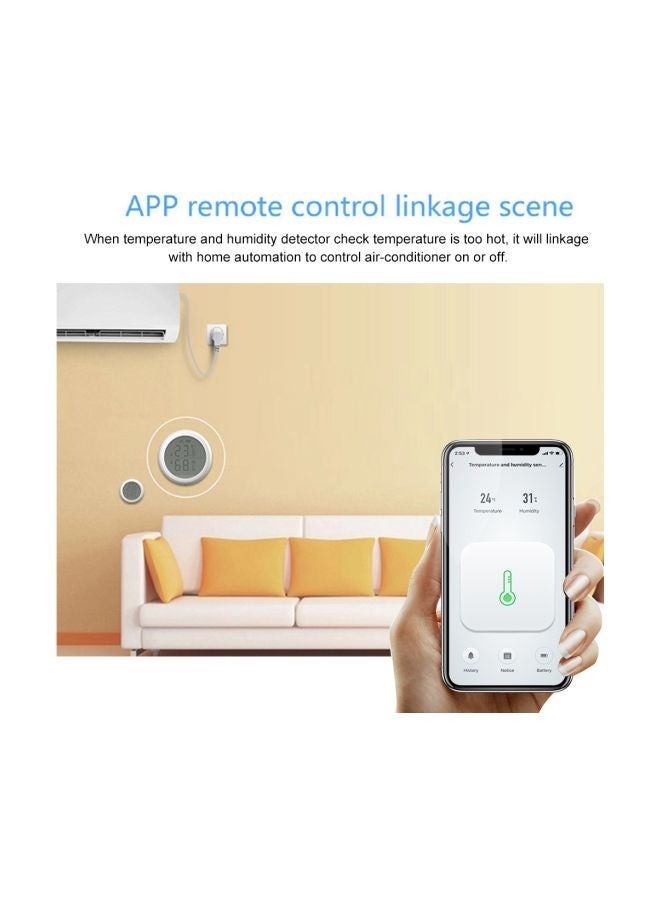 NIBEMINENT Smart LCD Temperature And Humidity Sensor White 68x68x30mm - Image 4