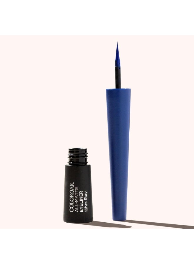 Colorbar All Matte Eyeliner, Blue 003, Matte Finish, 2.5ml | 16 hour stay | Smudgeproof | One stroke application - Image 3
