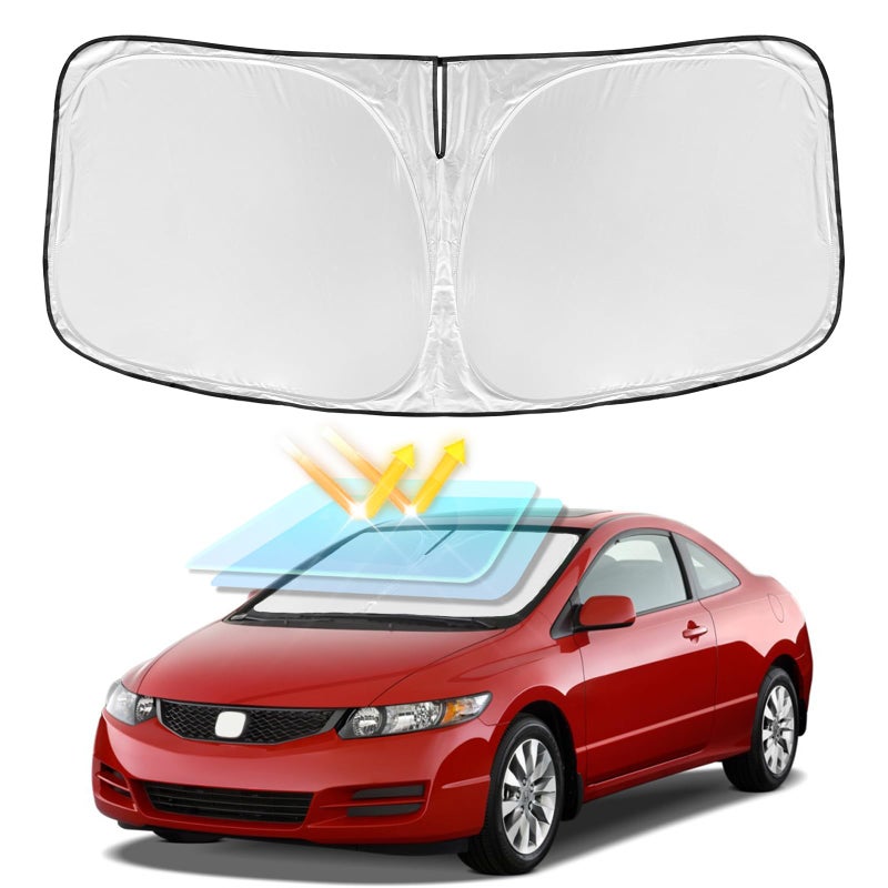 for Honda Civic 20062011 Windshield Sun Shade 4 Layers Car Sunshades for Front Windows Shade Cover Custom Fit Civic Sun Visor 240T Retractable Shade Blocks UV Rays Car Accessories