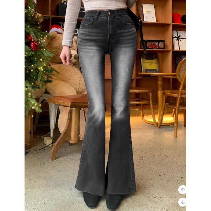 2025 Crotch-Enhancing Pants Korean Style Waist And Thin Crotch Padded Denim Bell-Bottom Pants - Image 1