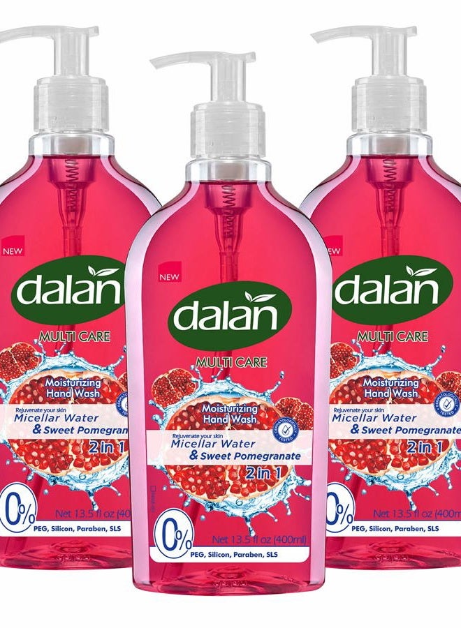 Dalan Sweet Pomegranate Multicare Ultra Moisturizing Liquid Hand Soap for Normal and Dry Hands Fresh Clean and Soft Feeling (13.5 Fl Oz / 400 mL (Pack of 3)) - Image 1