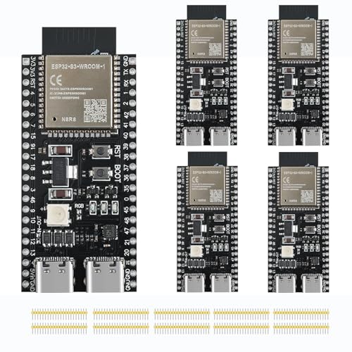 YEJMKJ 5pcs ESP32 S3 Development Board ESP32-S3-DevKitC-1-N8R8 with WiFi and Bluetooth MCU Module Dual Type-C Core Microcontroller Processor Integrated with Full Wi-Fi and BLE Functions ESP WROOM 32 - Image 1