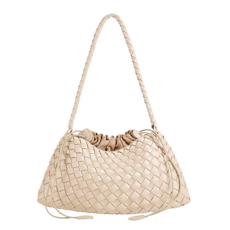 YLYYHH Leather Basket Woven Handbag, Vegan Leather Shoulder Cute Hobo Purse, Woven Underarm Bag with Purse, Beige - Image 1