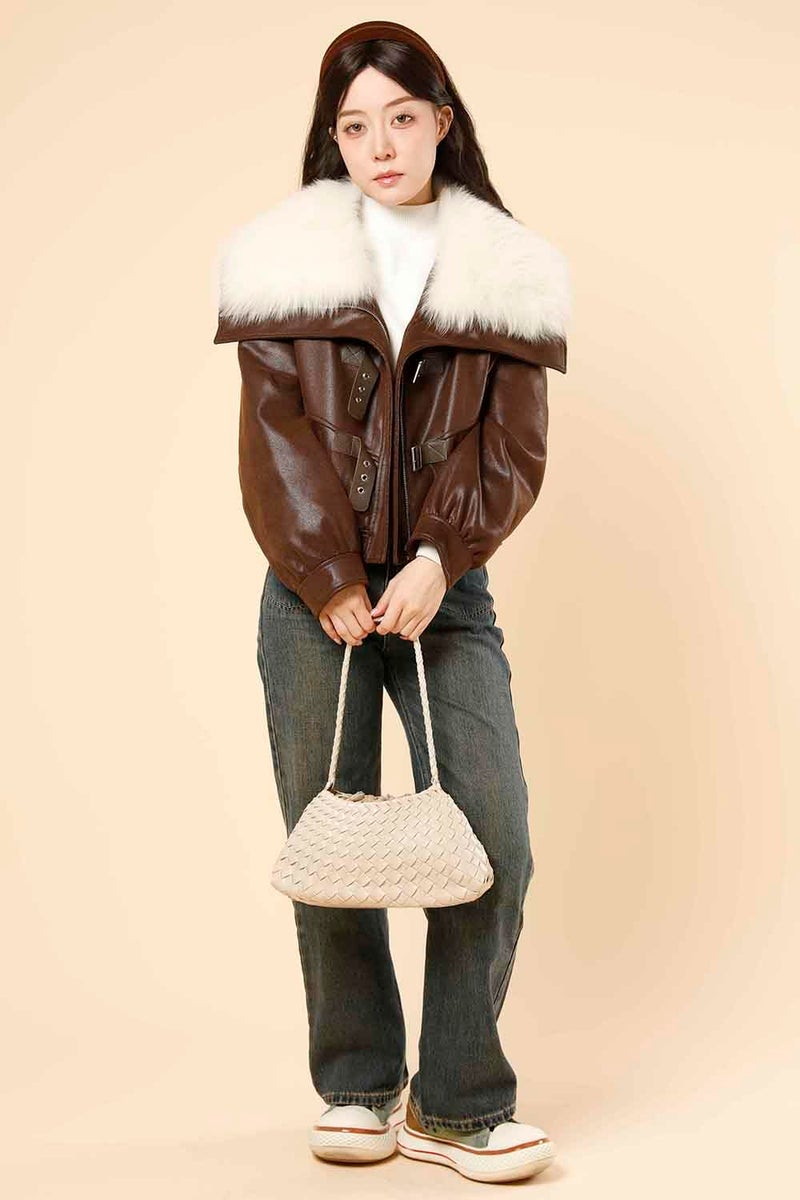 YLYYHH Leather Basket Woven Handbag, Vegan Leather Shoulder Cute Hobo Purse, Woven Underarm Bag with Purse, Beige - Image 3