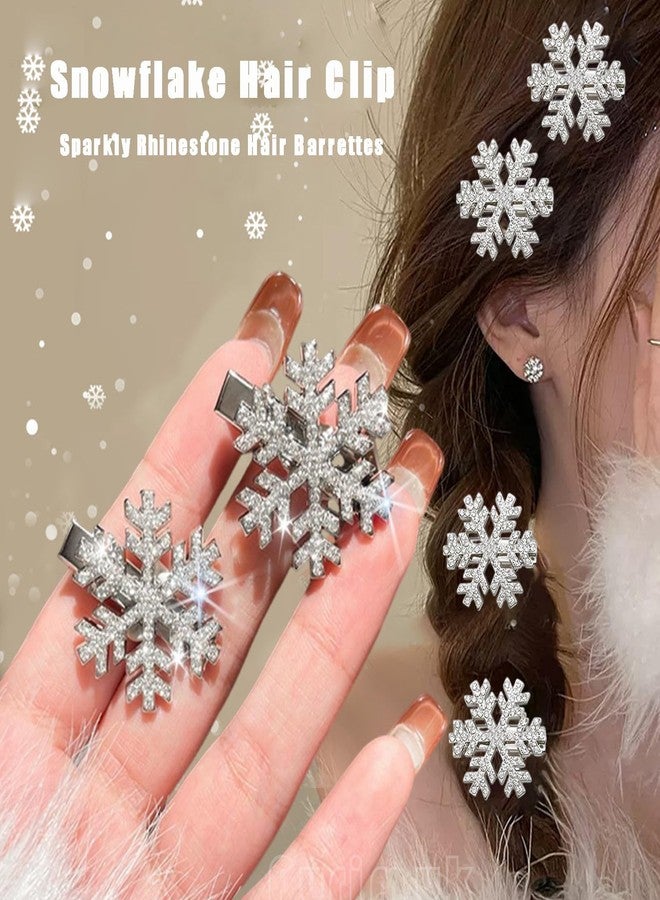 Furimuk Christmas Sparkly Rhinestone Snowflake Hair Clip Hair Barrettes, Metal Alligator Clips Hair Accessories for Women Princess Long Thick Hair Winter Xmas Hairpins Christmas Party Gifts A - Image 4