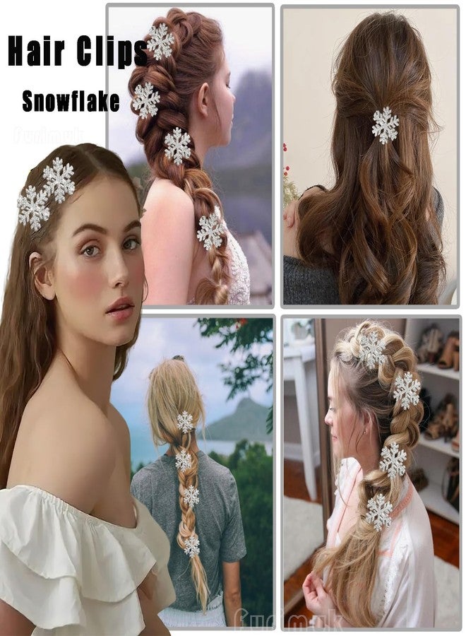 Furimuk Christmas Sparkly Rhinestone Snowflake Hair Clip Hair Barrettes, Metal Alligator Clips Hair Accessories for Women Princess Long Thick Hair Winter Xmas Hairpins Christmas Party Gifts A - Image 3