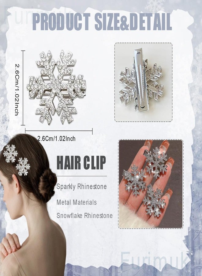 Furimuk Christmas Sparkly Rhinestone Snowflake Hair Clip Hair Barrettes, Metal Alligator Clips Hair Accessories for Women Princess Long Thick Hair Winter Xmas Hairpins Christmas Party Gifts A - Image 2