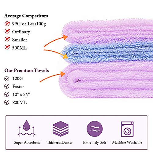 CC CAIHONG Microfiber Hair Towel 4 Pack, Hair Towel Wrap Quick Dry Hair Hat Anti-frizz Head Turban with Button, Wet Curly Hair Towels for Women (Blue & Pink & Purple & Red) - Image 2