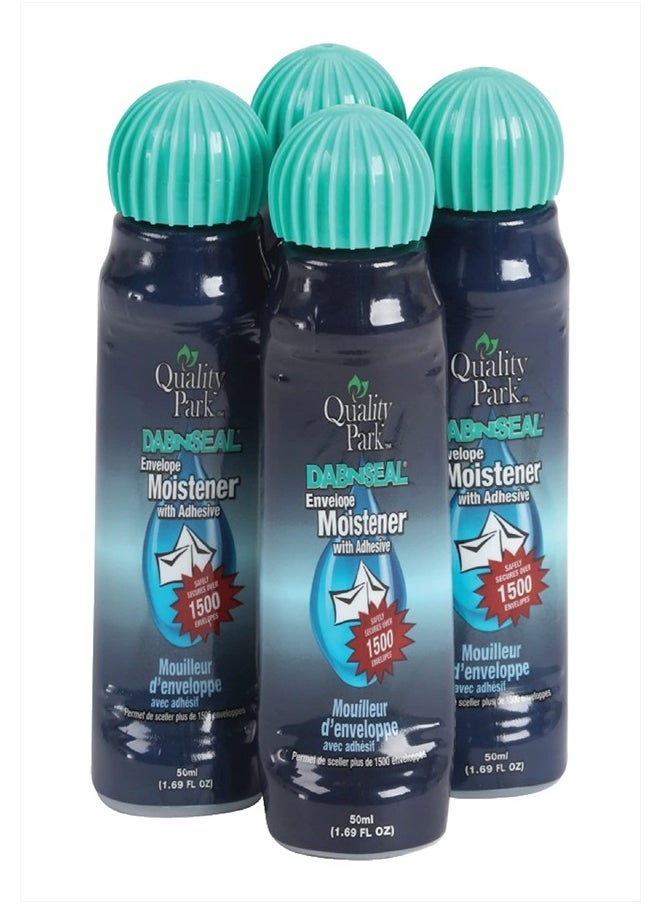 Quality Park Dab-N-Seal Envelope Moistener with Adhesive, 50ML Bottle, 4 Pack (46071)  - Image 1