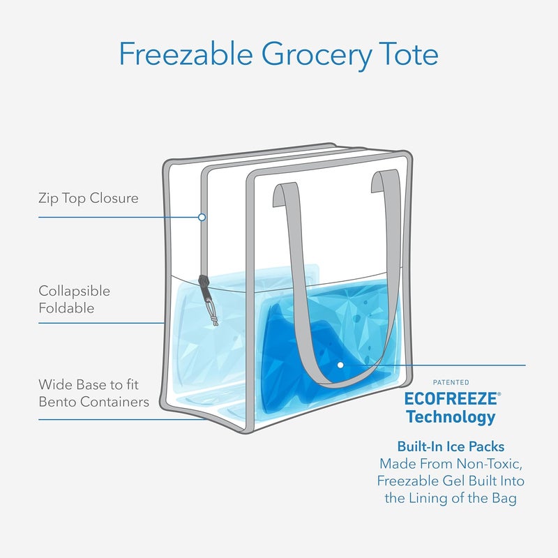 PackIt Freezable Grocery Tote Built with EcoFreeze Technology Foldable Collapsible Reusable Zip Closure Dual Handles - Image 3