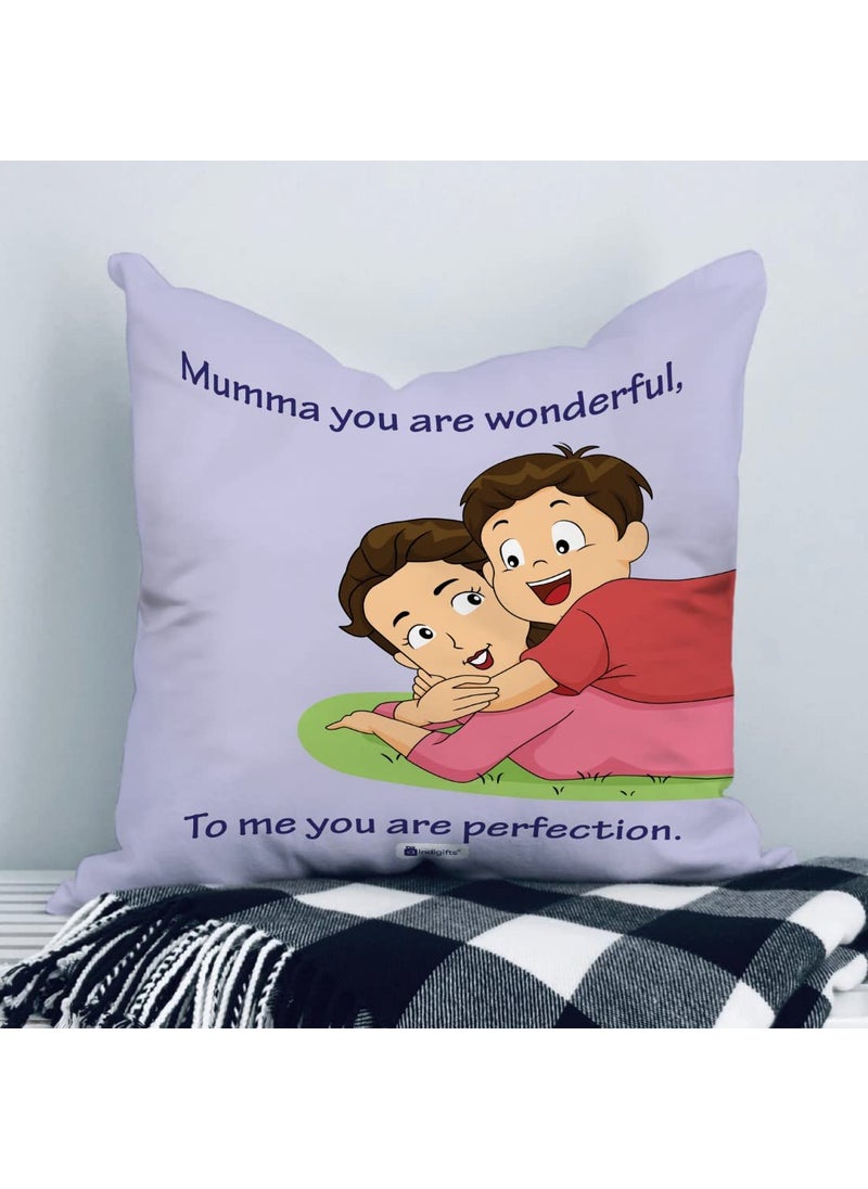 Indigifts Indigifts Mom Special Micro Satin, Fibre Cushion Cover with Filler - 12x12 inch, Multi Color  - Image 4