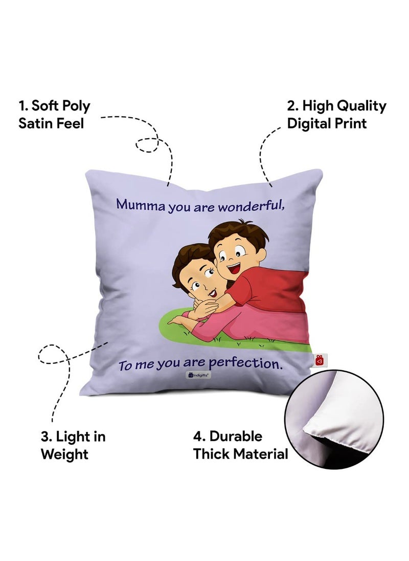 Indigifts Indigifts Mom Special Micro Satin, Fibre Cushion Cover with Filler - 12x12 inch, Multi Color  - Image 3