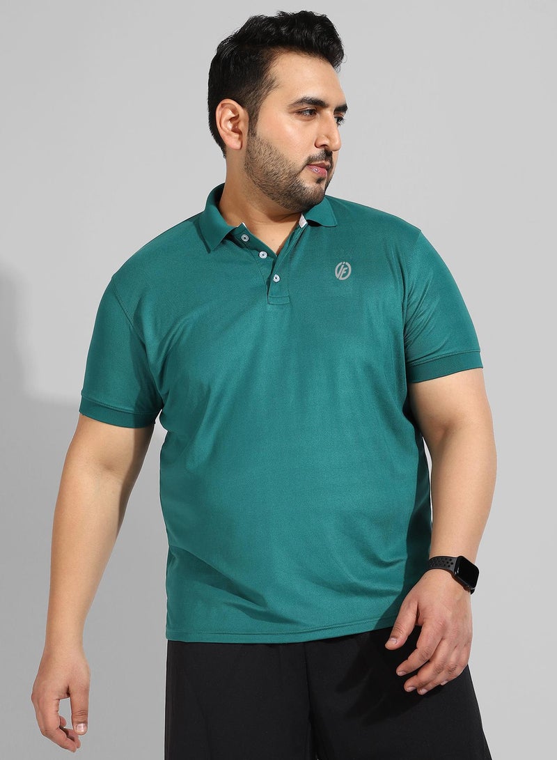 Instafab Plus Men's Solid Teal Green Regular Fit Activewear T-Shirt - Image 2
