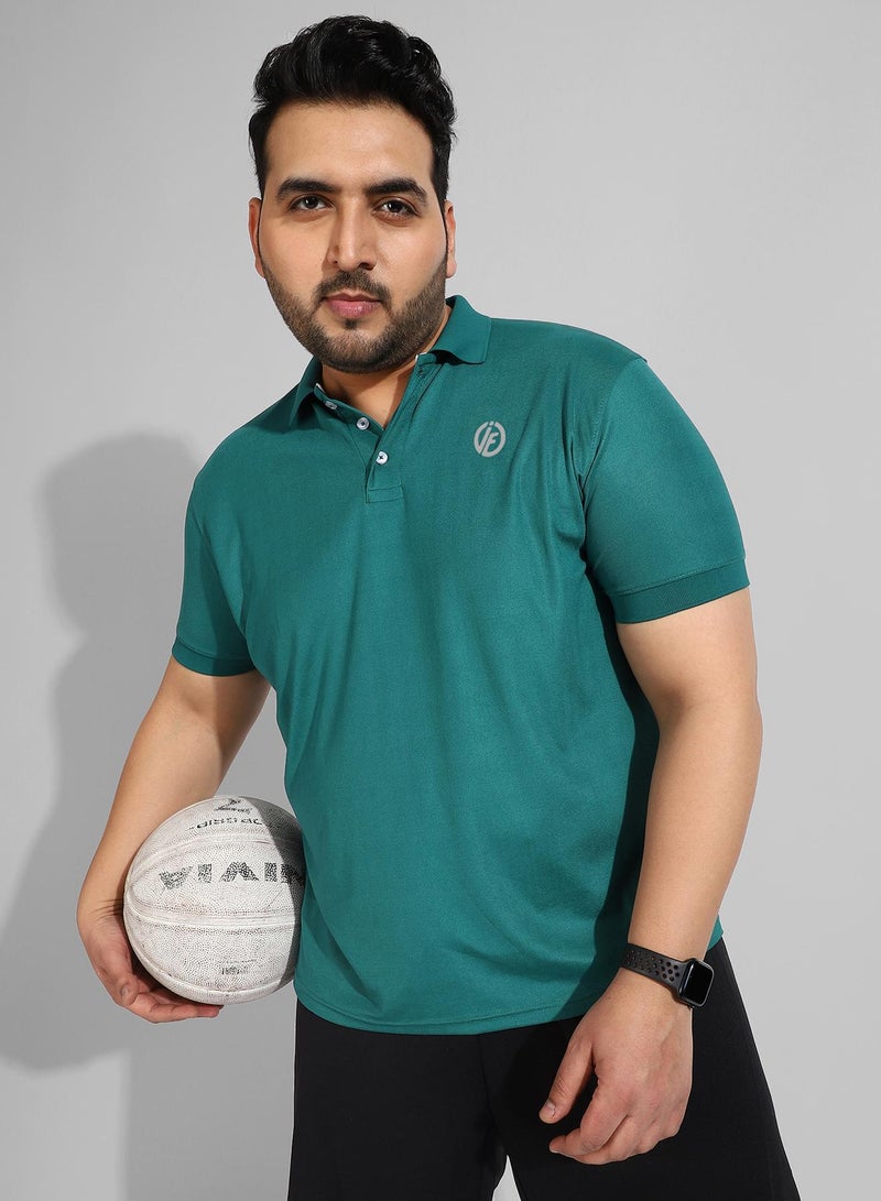 Instafab Plus Men's Solid Teal Green Regular Fit Activewear T-Shirt - Image 1