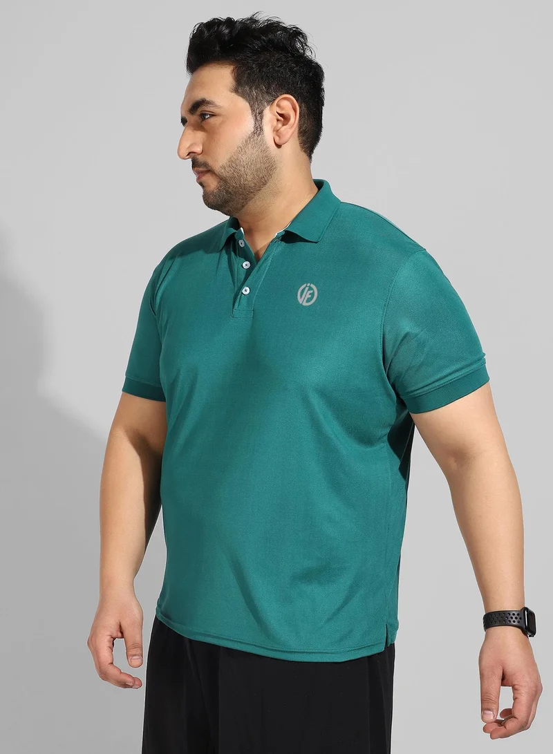 Instafab Plus  Men's Solid Teal Green Regular Fit Activewear T-Shirt for Men | Best Price UAE
