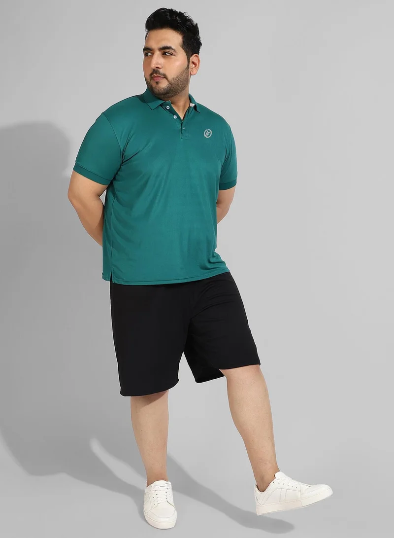 Instafab Plus  Men's Solid Teal Green Regular Fit Activewear T-Shirt for Men | Best Price UAE