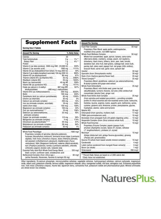 NaturesPlus Natures Plus Ultra Source of Life Multivitamin - 180 Tablets - Supports Immune Health, Energy & Overall Well-Being - with Lutein & Vitamin D3 - Vegetarian & Gluten Free - 60 Servings - Image 4