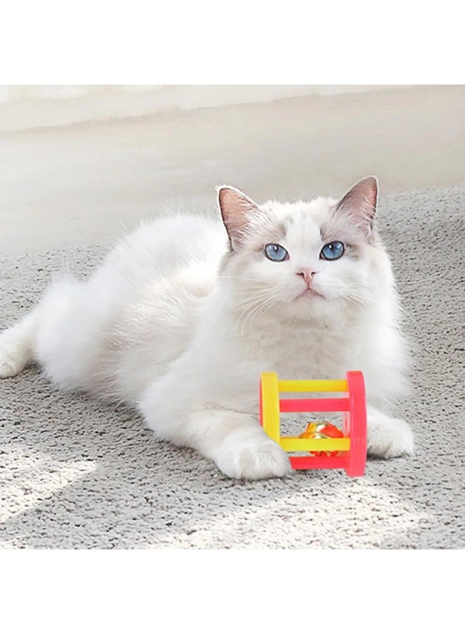 كرة قطط - لعبة كرة للحيوانات الأليفة، 3 قطع من كرات القطط البلاستيكية الدوارة ذات الشكل الأسطواني لإثارة الحيوانات الأليفة ومطاردة الصيد والرياضة (ألوان عشوائية) - Image 2