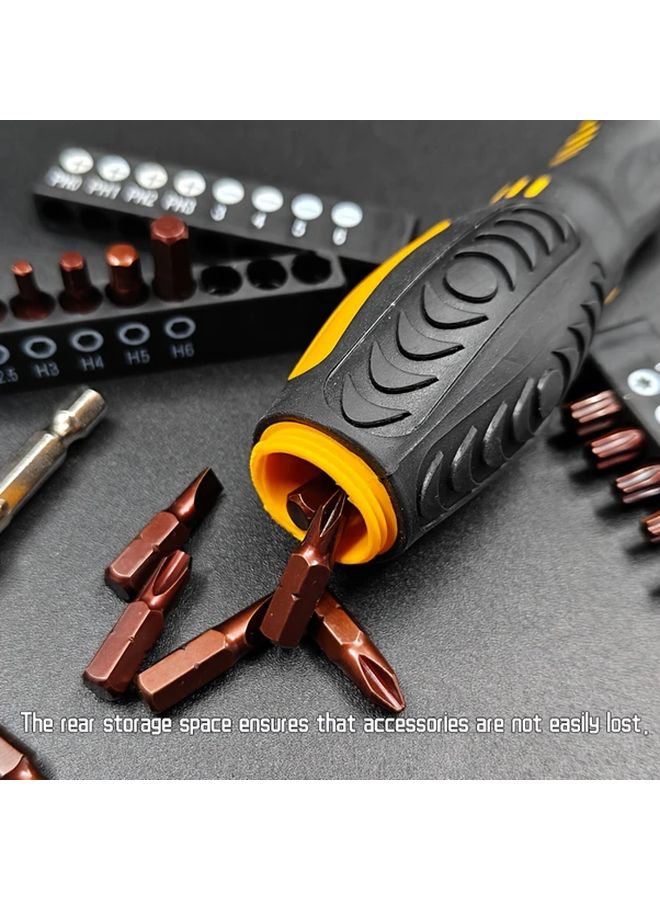 24 قطعة من مجموعة مفكات البراغي الصفراء ذات المقبض الدوار بزاوية 180 درجة مع أدوات مغناطيسية متعددة الزوايا - Image 5