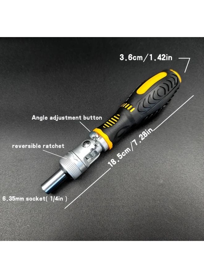 24 قطعة من مجموعة مفكات البراغي الصفراء ذات المقبض الدوار بزاوية 180 درجة مع أدوات مغناطيسية متعددة الزوايا - Image 3