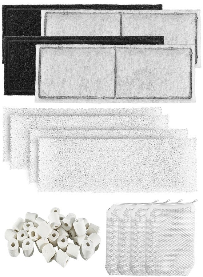 JUFWKO Aquarium Filter Media Compatible with Fluval U3 Underwater Filter, Include 4 Sponge Pads, 4 Carbon Foam Pads, 1 Package Ceramic Rings and 4 Zippered Mesh Bags - Image 1