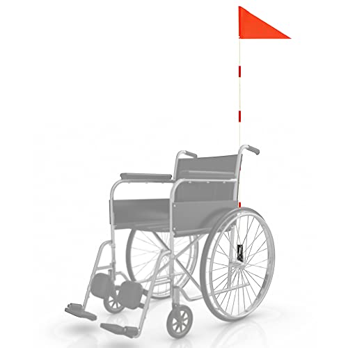 RAXCONN Wheelchairs Safety Flag with Polyester Full Color Tear-Resistant Waterproof Orange Flag, 6-Feet Height Adjustable Heavy Duty Fiberglass Pole - Image 1