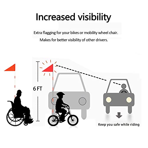 RAXCONN Wheelchairs Safety Flag with Polyester Full Color Tear-Resistant Waterproof Orange Flag, 6-Feet Height Adjustable Heavy Duty Fiberglass Pole - Image 2