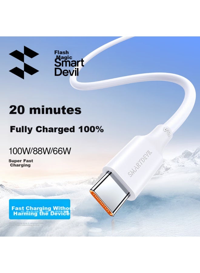 SmartDevil كابل بيانات سمارت ديفيل نوع-C 6A لهواوي هونر شحن فائق السرعة 100W/88W/66W كابل شحن ميت 70/60 برو/بيورا 80 هاتف أندرويد تابلت شاومي - Image 1