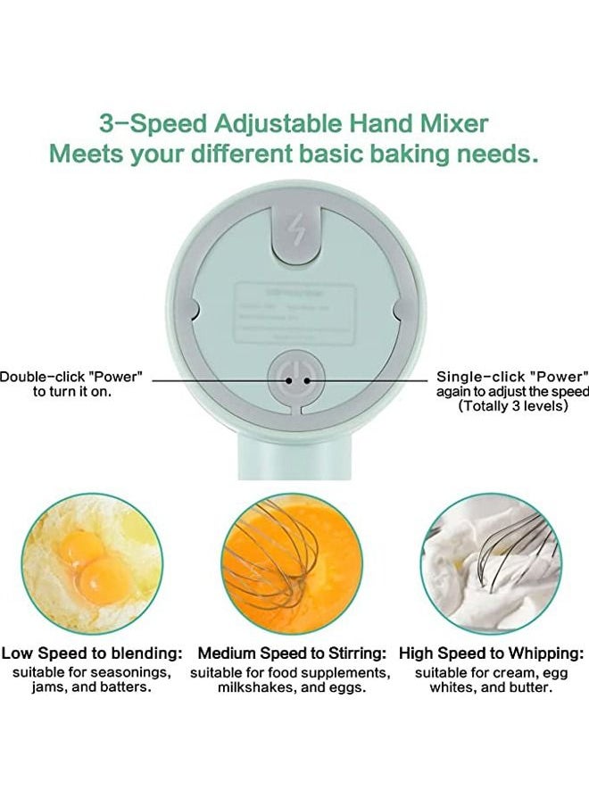 Arabest Electric Hand Mixer 3-Speed Adjustable Cordless Handheld Mixer USB Rechargeable Egg Beater Portable Electric Handheld Whisk Mini Electric Mixer with 2 Stainless Steel Egg Whisks & Food Chopper  - Image 3