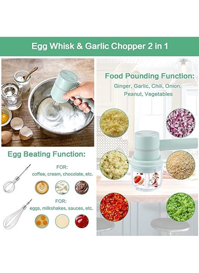 Arabest Electric Hand Mixer 3-Speed Adjustable Cordless Handheld Mixer USB Rechargeable Egg Beater Portable Electric Handheld Whisk Mini Electric Mixer with 2 Stainless Steel Egg Whisks & Food Chopper  - Image 2
