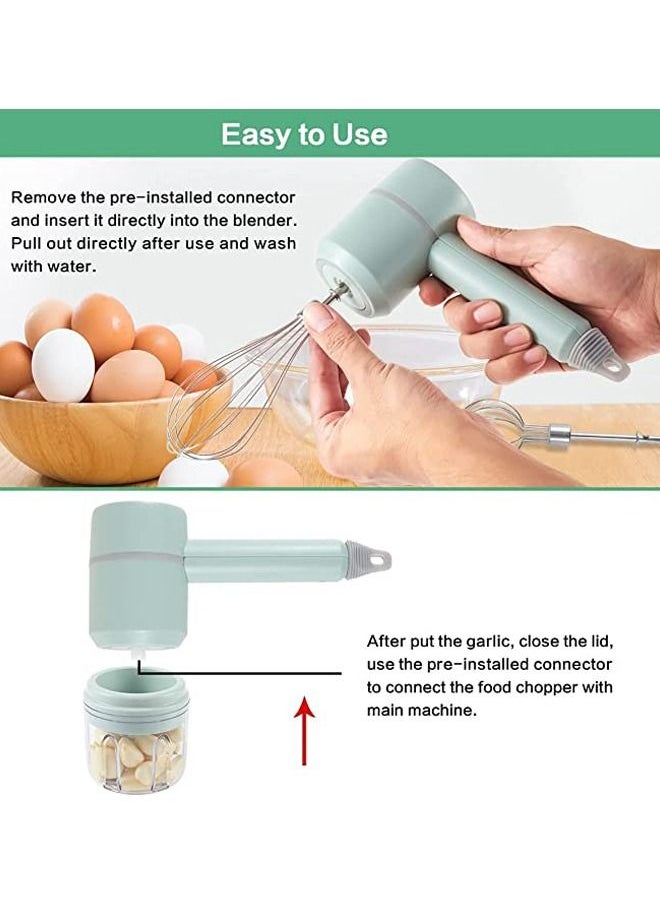 Arabest Electric Hand Mixer 3-Speed Adjustable Cordless Handheld Mixer USB Rechargeable Egg Beater Portable Electric Handheld Whisk Mini Electric Mixer with 2 Stainless Steel Egg Whisks & Food Chopper  - Image 4