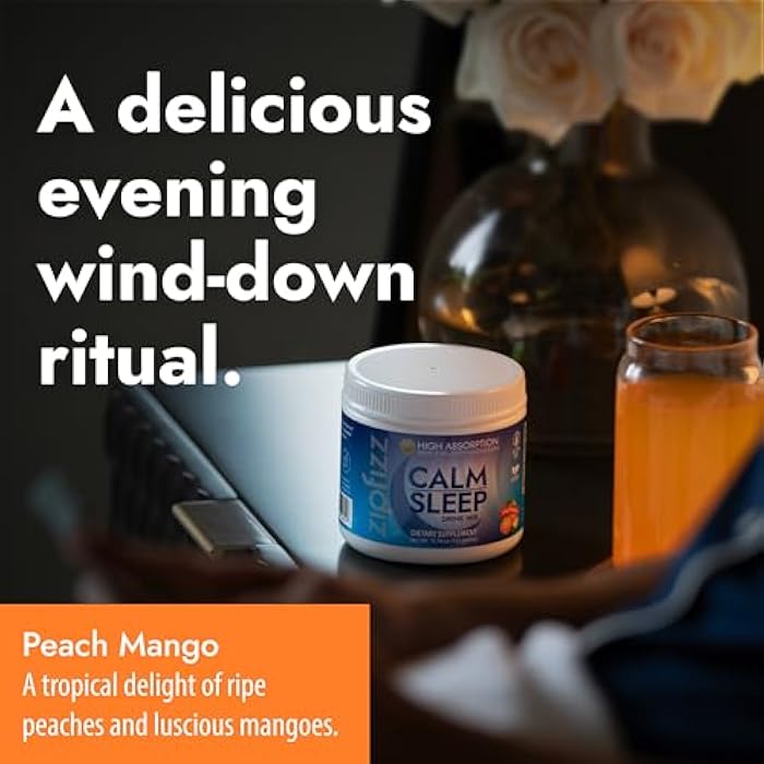Zipfizz Nightly Calm & Sleep Supplement Powder, Peach Mango, 12.3 oz (30-60 Servings) | Natural Sleep Aid For Kids & Adults | Contains Magnesium, Melatonin, L-Theanine | Relaxation & Mood Enhancement - Image 4