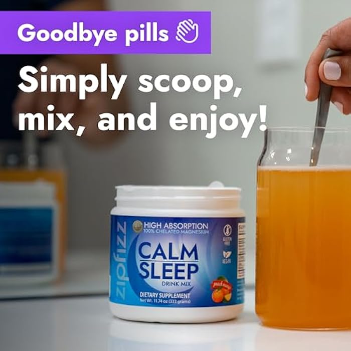 Zipfizz Nightly Calm & Sleep Supplement Powder, Peach Mango, 12.3 oz (30-60 Servings) | Natural Sleep Aid For Kids & Adults | Contains Magnesium, Melatonin, L-Theanine | Relaxation & Mood Enhancement - Image 5