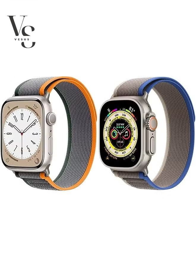 فيسوس عبوة من 2 حلقة تريل متوافقة مع سوار ساعة أبل 49/45/44/42 ملم ، من النايلون المنسوج