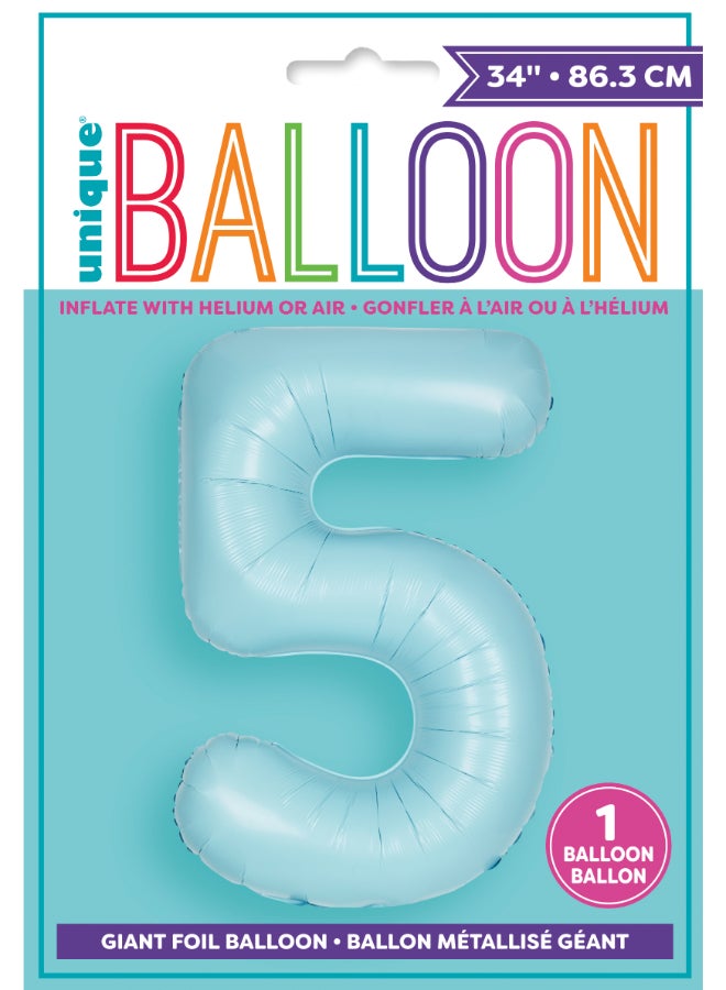 يونيك بالون مسحوق أزرق غير لامع مقاس 34 بوصة، 5 رقائق معدنية - Image 2