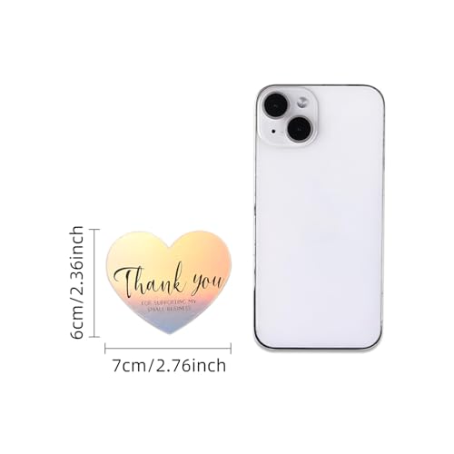 GINCEVHY 150 Pcs Holographic Love Heart Shaped Thank You Cards, 2.36 x 2.76 Small Business Encouragement Cards for Handwritten Message, Greeting Cards for Wedding, Baby Shower, Small Business, All Occasion - Image 3