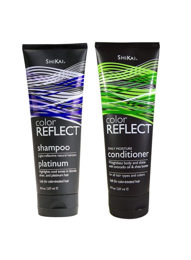 Shikai Color Reflect Platinum Shampoo And Shikai Color Reflect Daily Moisture Conditioner Bundle With Blue Malva Avocado Oil Panthenol (Provitamin B5) And Shea Butter 8 Fl. Oz. Each - Image 1
