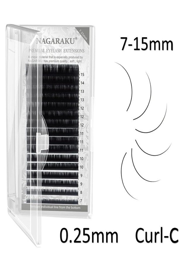 NAGARAKU Matte Black Eyelash Extensions Individual Lashes 7-15mm Mix Length Synthetics Classic Lashes 16 rows Matte Tray Soft Natural Lash Extensions (0.25mm, Curl-C) - Image 2