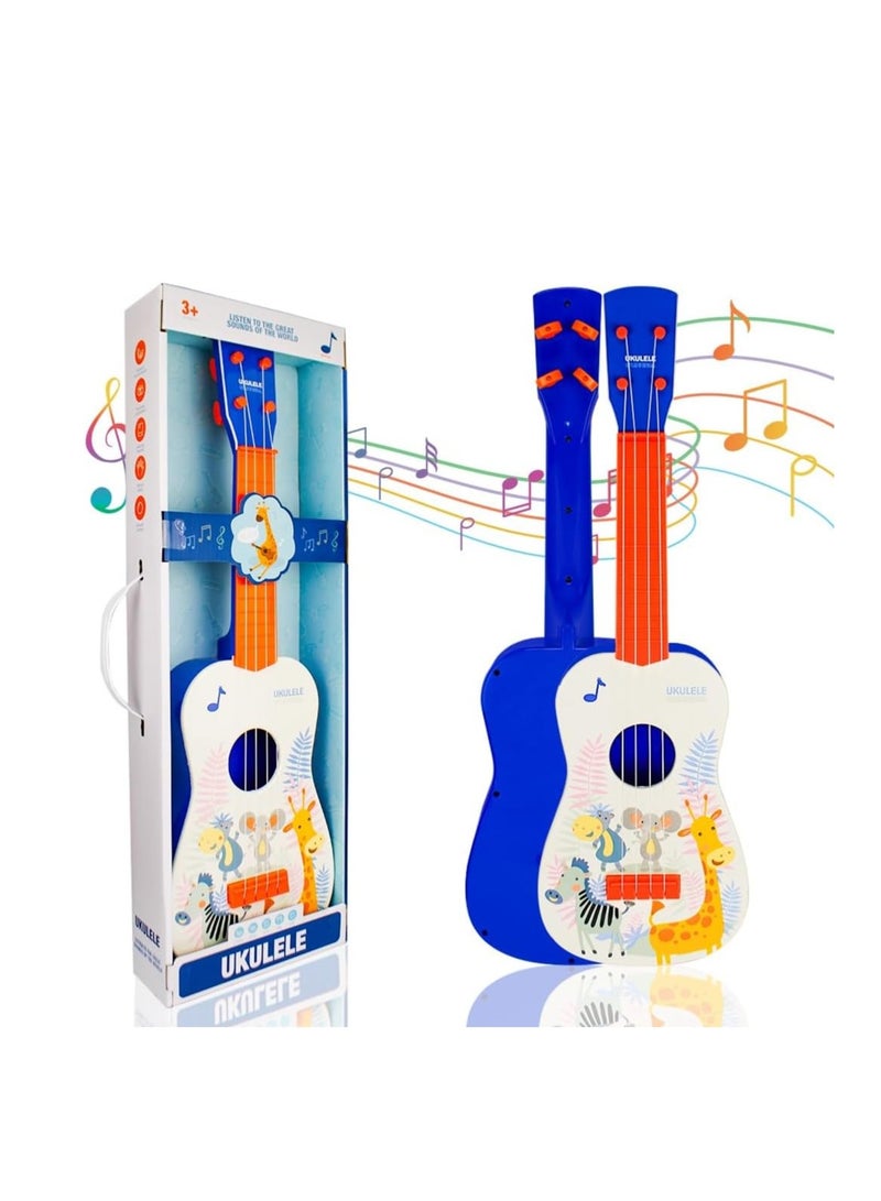 UKR Kids Guitar - Wooden Musical Instrument for Toddlers | Fun Music Learning Toy for Children Age 3+ (Orange,white and blue) | Perfect Gift for Young Musicians - Image 2
