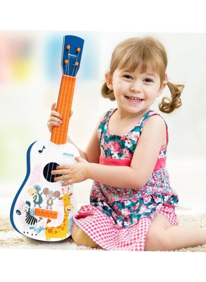 UKR Kids Guitar - Wooden Musical Instrument for Toddlers | Fun Music Learning Toy for Children Age 3+ (Orange,white and blue) | Perfect Gift for Young Musicians - Image 4