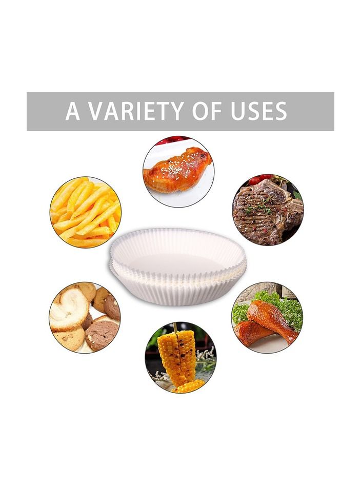 100-Pieces/Pack 6.3 Inch Thicker Air Fryer Dedicated Bamboo Steamer Liners Silicone Paper White Colour - Image 2