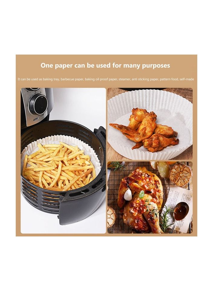 100-Pieces/Pack 6.3 Inch Thicker Air Fryer Dedicated Bamboo Steamer Liners Silicone Paper White Colour - Image 3