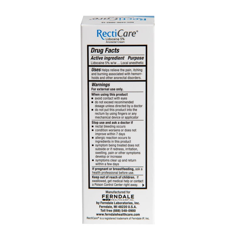 Recticare Anorectal Lidocaine 5% Cream: Treatment for Hemorrhoids & Other Anorectal Disorders - 15g Tube - Image 2